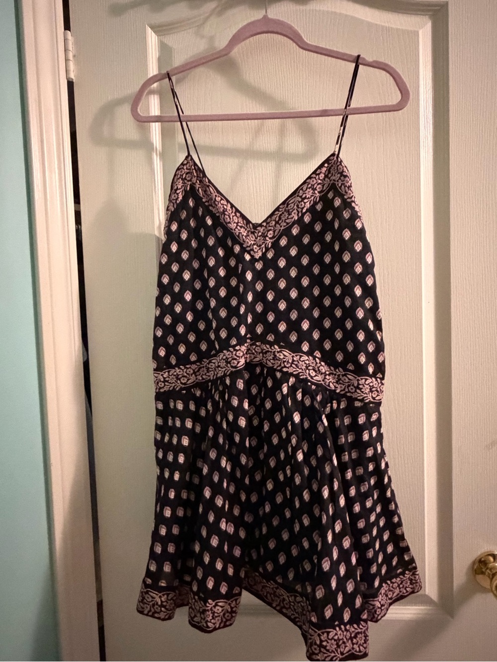 Abercrombie & Fitch Black and Pink Printed Cami Romper